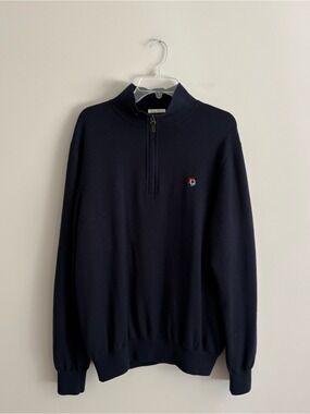 Fairway & Greene Merino Wool Half-Zip Sweater with Crest Size L